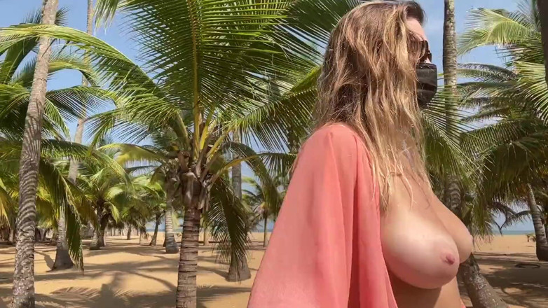 Batty Lux: A Busty Blonde Woman Is Walking Around and Showing Her...