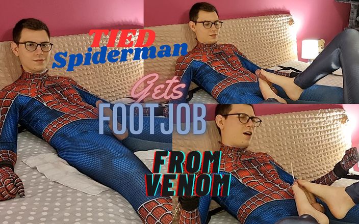Italian Footjober&#039;s Kinky Hideout: Tied Spiderman Gets Footjob From Venom