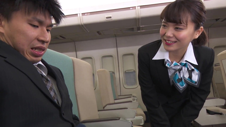 Caribbeancom: Asian sex games with flight attendants on an airplane - 2 scenes...
