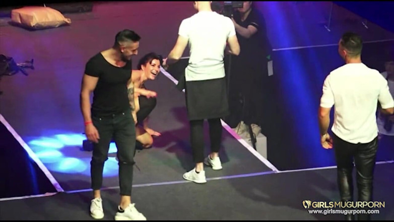 Mugur's World: Small tits babe performing on stage with Mugur