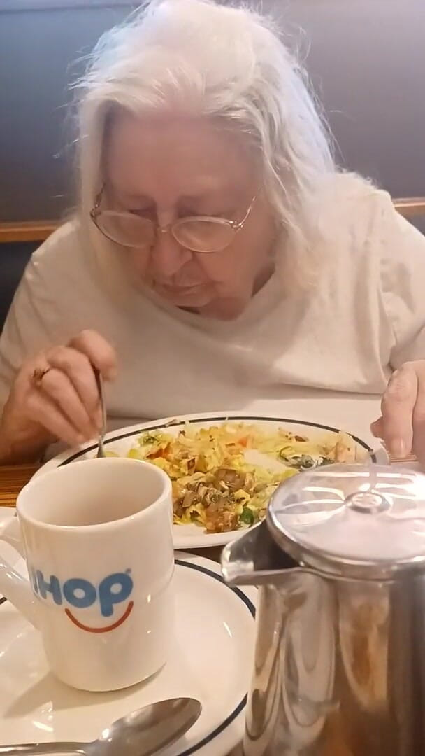 BBW nurse Vicki adventures with friends: Stepmom and I eating breakfast