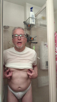 Wet T-shirt and Wet Underpants While Showering