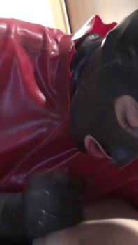 Latex Danielle try first blowjob