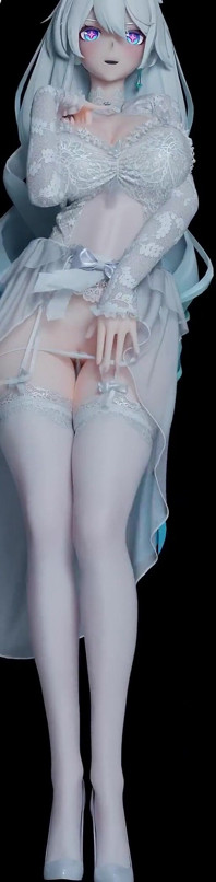 [mmd] Akina Phone Number Wedding Dress Erotic White Silk Striptease Double Ponytail