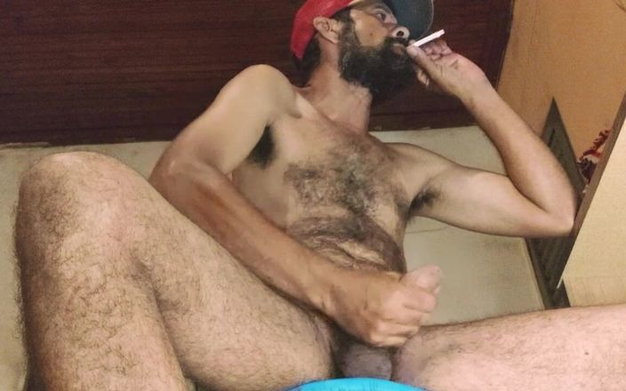 Hairy stink male: Redneck Smoking on Masturbation
