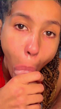 Mixed Race 18 Yr Old Sloppy Deepthroat Blowjob & Cum Facial