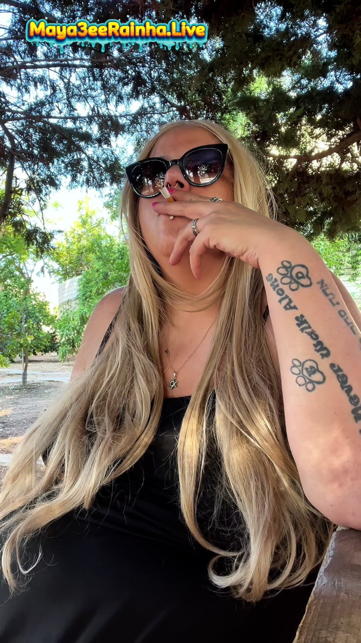 Goddess Maya3ee Rainha: BBW Brazilian MILF Goddess Morning Outdoor Smoking Ritual Showing Thighs