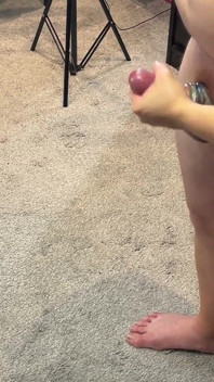 Young milf Lexi gives handjob in front of the mirror