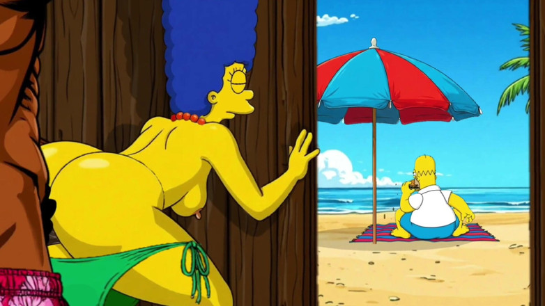 Octopussy Lovers Club: Jalang Pantai 2: Pepek penuh dengan air mani. Kartun Simsons Parodi.