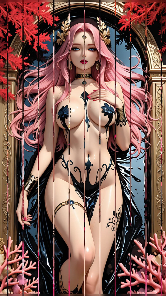 LustRender: This Seductive Mayan Beauty with Waist Length Black Violet Hair...