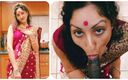 POV indian: 穿着纱丽服的印度阿姨给饥渴的孤独的德瓦口交 - 印地语宝莱坞哥德瓦 pov 色情故事性感吉尔