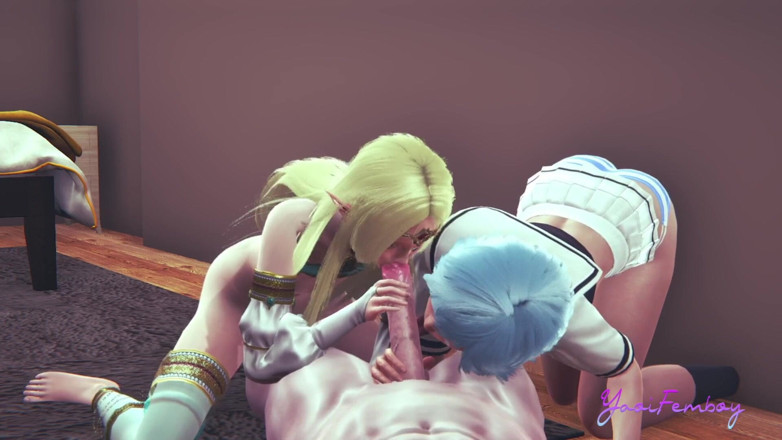 Yaoitube: Yaoi Femboy Yuki &amp;Blue - Sex în trei muie și anal