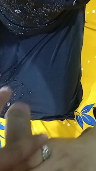 Pretty Girl in Hijab Playing with Officer's Cock for Signature