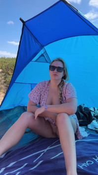Flashing Pussy Outdoors in a Wrap Dress No Panties