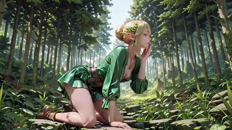 Seraphina Vale: Королева лесного эльфа! Стоя на коленях в dappled солнечный свет, ее кончики пальцев прослеживать сотрудников, как она становится мокрой.