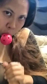 Sexy fit asijská Jasmine Jade Ball roubíkem prosí a JOE - povzbuzení honění
