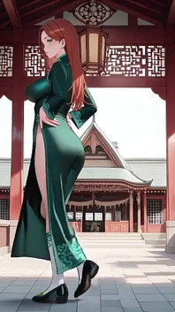 Cewek rambut merah & zamrud qipao! Rayuan malas-malas di halaman timur
