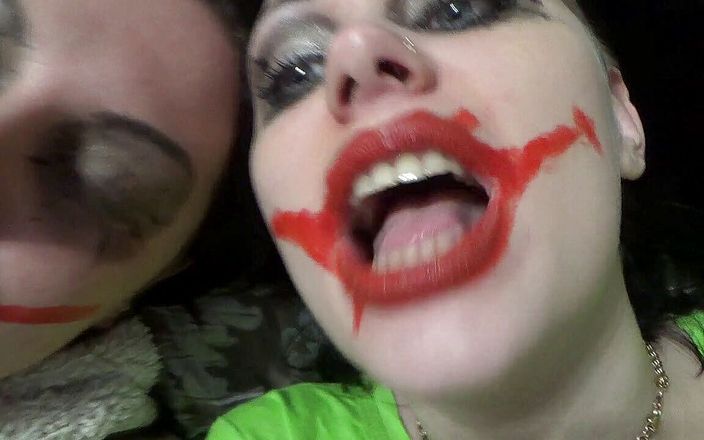 Goddess Misha Goldy: Two crazy clown girls dangle you above their hungry mouths...