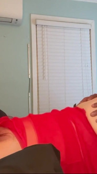 Hotwife Liz in Red Fishnets and See Thru Robe Taking BBC
