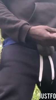 Jerking off Until Shot Thick Loads in the Forest