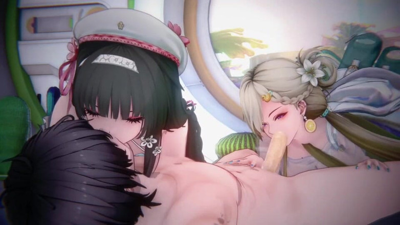 NSFWOtaku: Wuthering Waves - Lynae X Chisa FFM Sex - 3D Hentai Animations