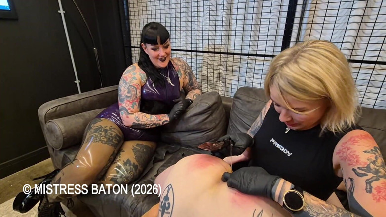 MistressBaton: Double Domme Wheelbarrow Fisting