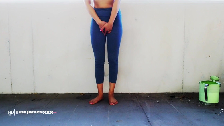 TinaJamesXXX: Desperation pee 1 - Locked out on the balcony