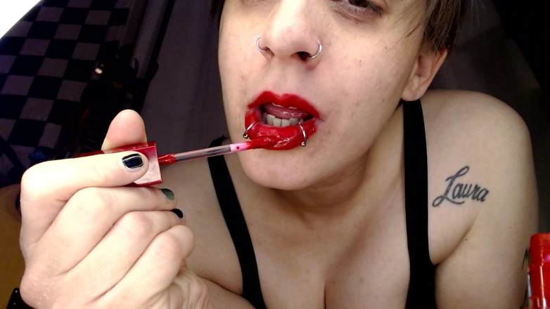 Abby Anna: Thick Red Lipstick Application