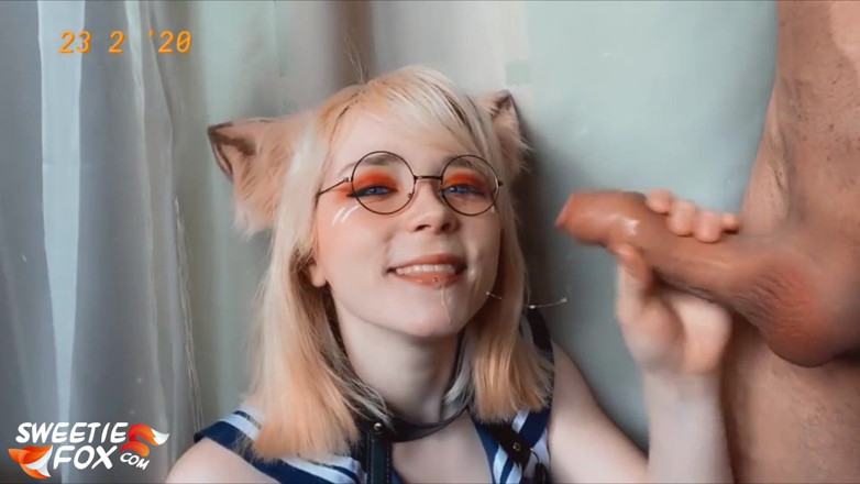 Sweetie Fox: Beautiful fox suck cock and facial - hot cosplay