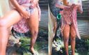 Desi Cum: The Desi Naked Aunty Bathing Outside and Shaving Her Pussy