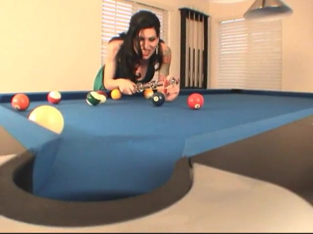 Spungy Gunk Films: Dominique, big titted slut is on my billiard table and...