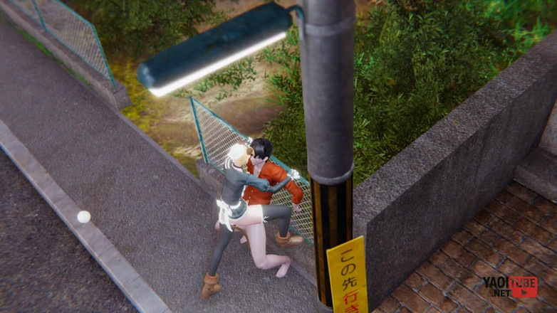 Yaoitube: Yaoi - ein sexy Katzenmädchen Femboy wird in der Öffentlichkeit gefickt