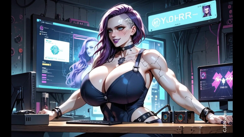 Hot girl dancing: Cyberpunk-mädchen ausziehen im büro (ai Animation)