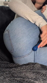 College Girl Soaks Jeans During Intense Orgasm