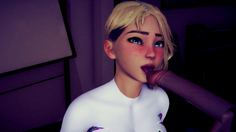 Waifu club 3D: Gwen lèche la tête d'une bite jusqu'à ce que tu...