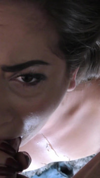Tanned UK Throat Slut Gags on Huge Cock