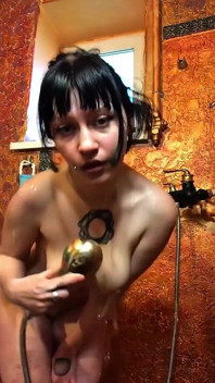 Hot Girl Washes Her Sexy Body, Fondles Her Pussy and Shakes Her Big Tits!