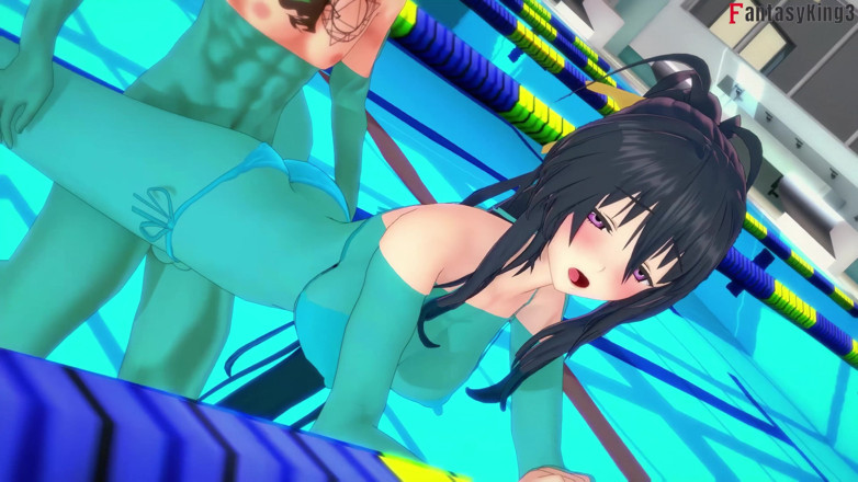 Fantasy king: Rias &amp; Akeno Thresome While Phonecall and Akeno Fucked in Pool -...