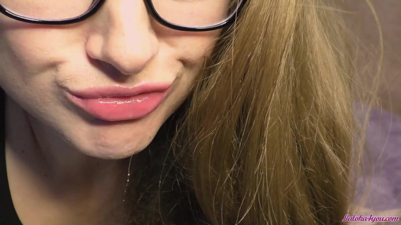 Laloka4you: Girl in glasses sensual sucking big dick lover - cum swallow