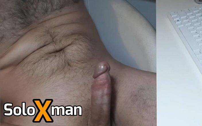 Solo X man: Jerking big dick while Hentai porn - SoloXman
