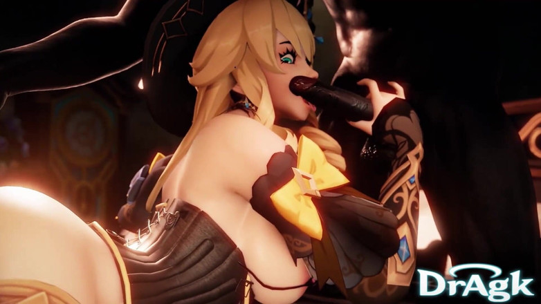 DrAgk: Navia chupa suavemente una gran polla hilichurl mientras se llena...