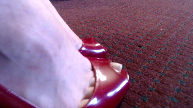 Abby Anna: Long real nails red sling back pumps