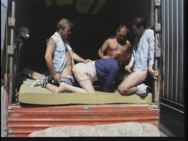 Group Bang: Dirty old slut grips and sucks two cocks at once
