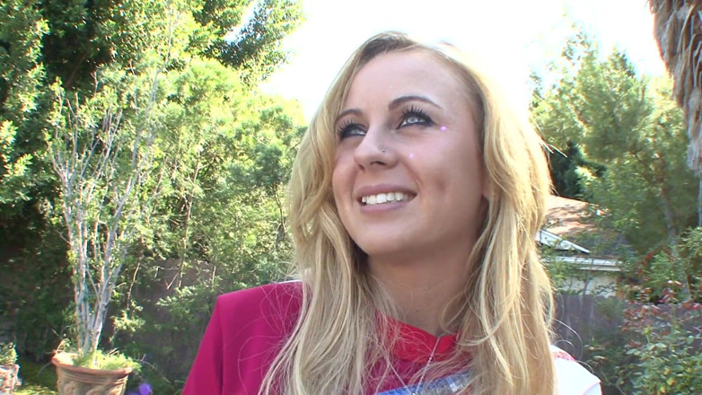 Hot Sex Party: Two horny studs bring blonde smoking cheerleader on the couch...