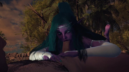 Wraith ward: Ночной эльф принцесса делает тебе минет в саду, 3D порно видео от первого лица