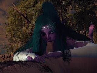 Wraith ward: Night Elf Princess Give You a Blowjob in the Garden...