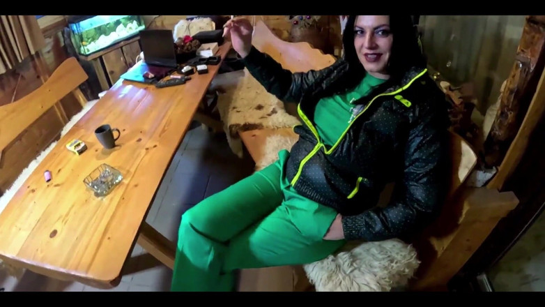 MilfyCalla: Green Downjacket Tease Smoking, Humiliation &amp; Messy Cum Play