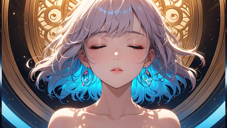 LustRender: 内なる輝き:柔らかな光を放つ美しい若い女性