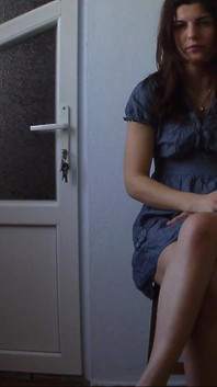 Horny Girl on a Chair Drinks Juice and Play with Herself