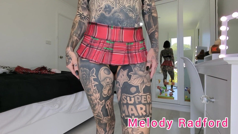 Melody Radford: Short Black and Red Lingerie Skirt Try on Haul Closeup...